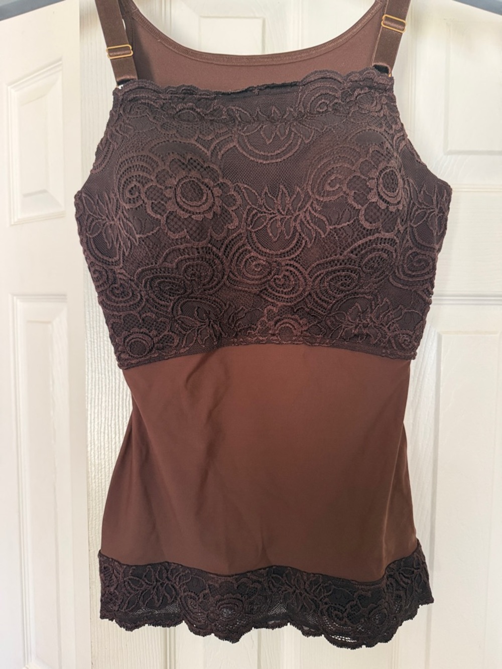Lace Trim Shaping Cami - Brown